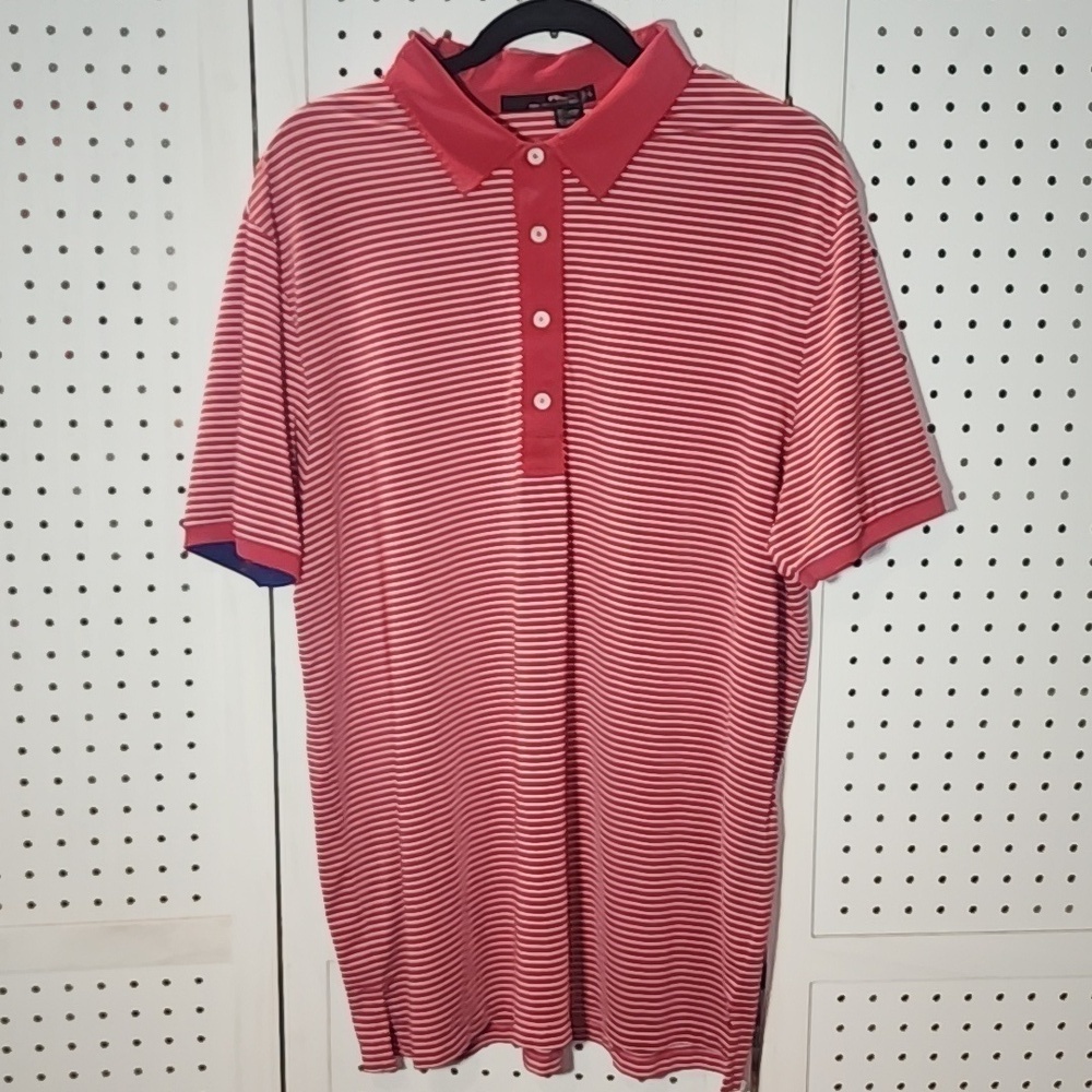 RLX Ralph Lauren Size XL Red and White Striped Performance Wicking